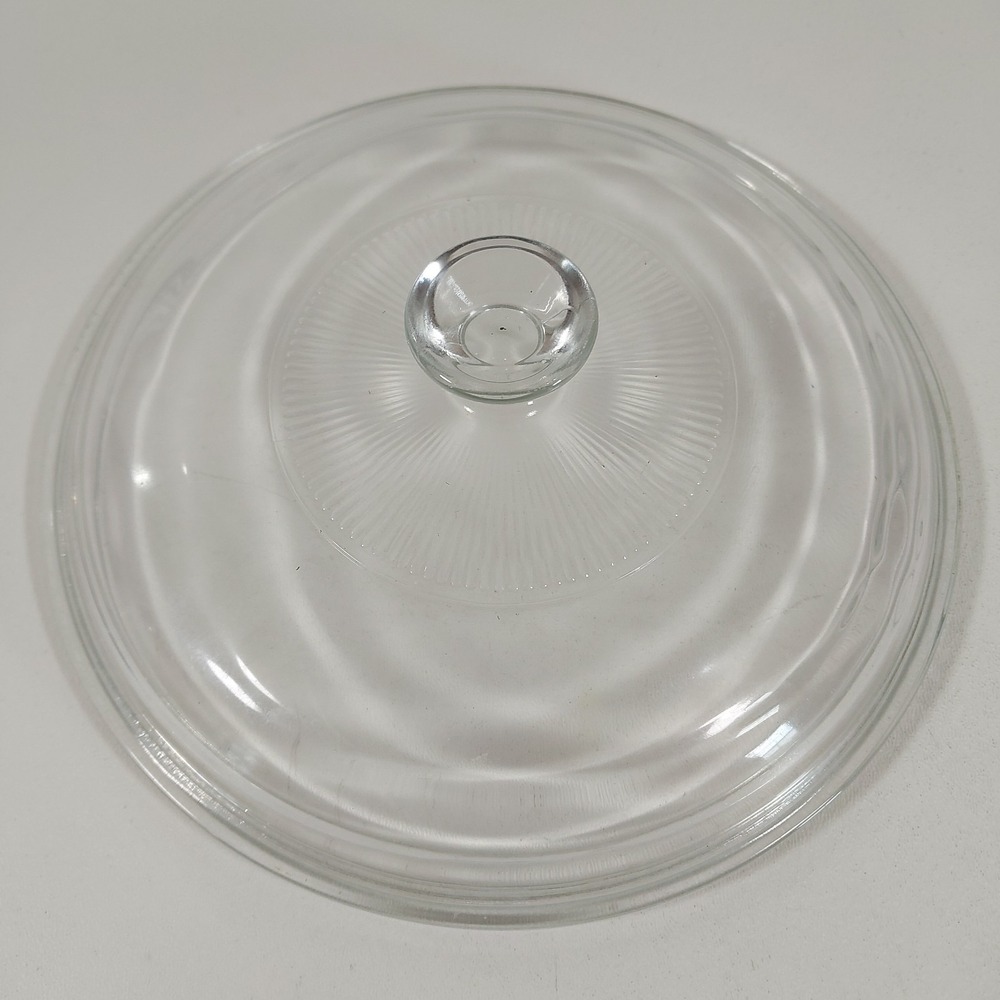 VTG Pyrex 623-C Clear Glass Round Casserole Dish Replacement Lid Cover RIBBED 8"